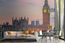 Carta da Parati Adesiva città Londra Big Ben tramonto