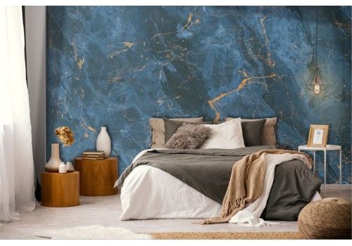 Blue gold marble finish wallpaper 2