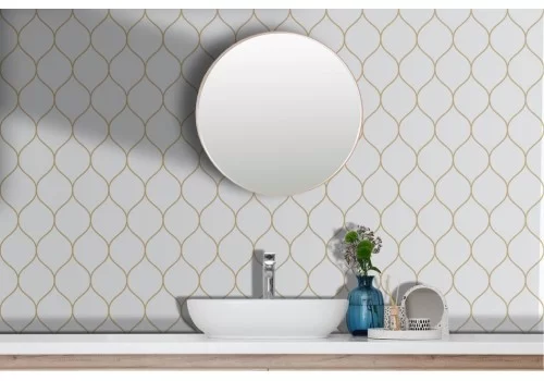 Carta da parati geometrica cerchi oro 2