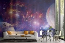 Carta da Parati Adesiva galassia pianeti luna