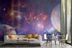 Adhesive Wallpaper Galaxy Planets Moon