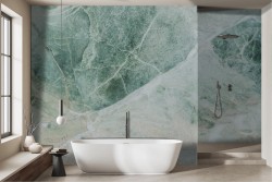 Carta da parati finitura marmo verde bianco