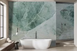 Green white marble finish wallpaper