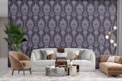 Purple Damask Adhesive Wallpaper