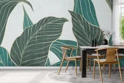 Wallpaper with stylized leaves