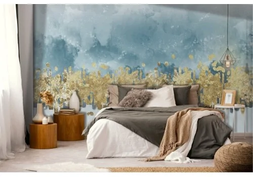 Carta da parati astratta fascia oro 2