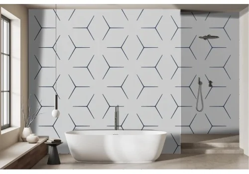 Stylized geometric white wallpaper -a382