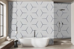 Stylized geometric white wallpaper