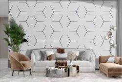Carta da Parati Adesiva geometrica stilizzata bianco