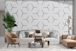 Stylized Geometric Adhesive Wallpaper in White