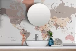 Adhesive Wallpaper World Map Geographic Map