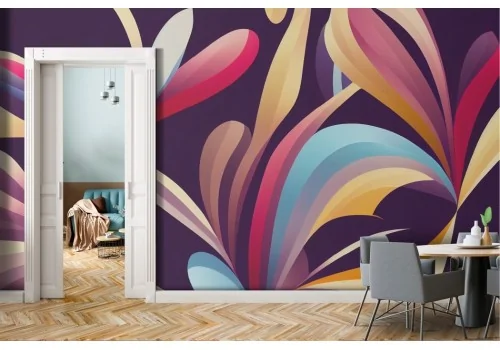 Carta da parati artistica colorata sfondo nero 2