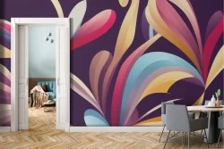 Carta da Parati Adesiva artistica colorata sfondo nero