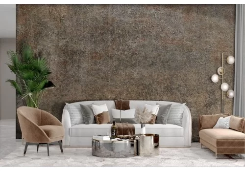 Brown relief concrete effect wallpaper 2