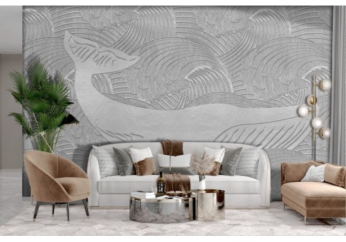 Wallpaper with stylized wave relief in gray whale 2