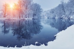 Wallpaper lake and snow