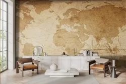 Vintage brown world map wallpaper