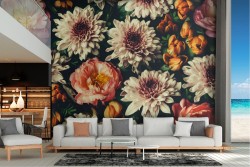 Carta da Parati composizione fiori vintage natura