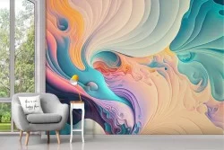 Artistic Adhesive Wallpaper with colorful waves