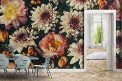 Wallpaper composition vintage flowers nature