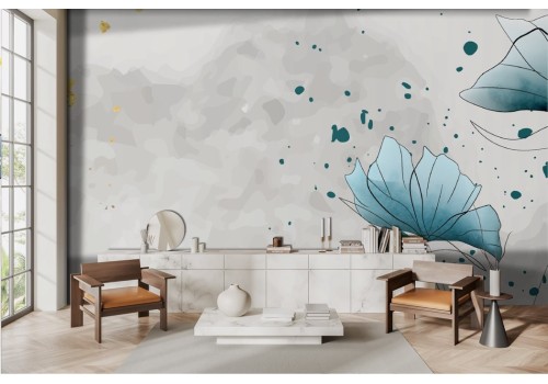 Abstract wallpaper with watercolor flowers