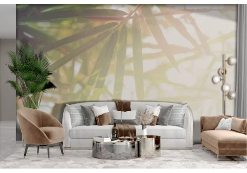 Light tropical leaves wallpaper 2