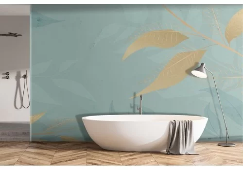 Carta da parati foglie tropicali oro