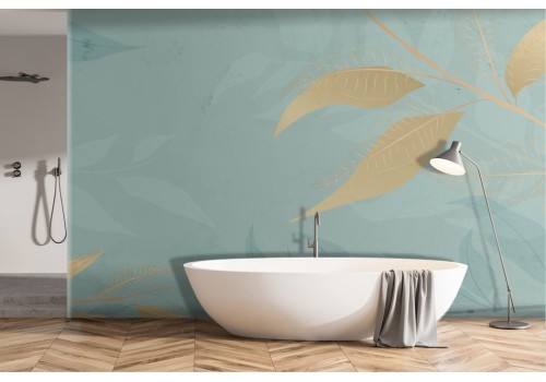 Gold tropical leaves wallpaper