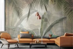 Carta da Parati Adesiva foglie tropicali jungle glitter