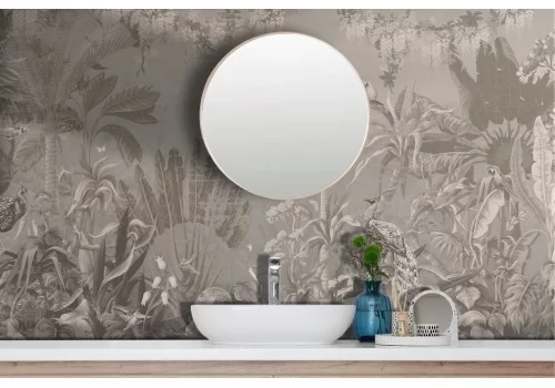 Carta da parati vintage foglie tropicali e uccelli 2