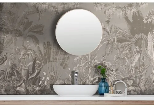 Vintage wallpaper with tropical leaves and birds 2