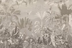 Carte da Parati foglie tropicali e uccelli