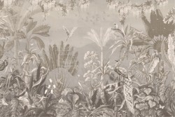 Tropical leaves and birds wallpaper