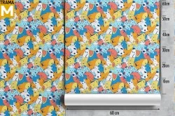 Carta da Parati animali stilizzati pattern bambini