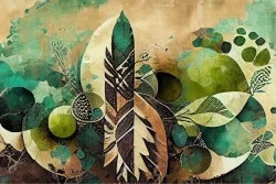 Green and brown feather wallpaper
