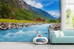 Carta da parati paesaggio di montagna fiume