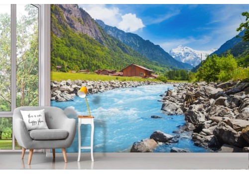 Carta da parati paesaggio di montagna fiume 2