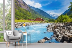 Adhesive Wallpaper Mountain River Landscape
