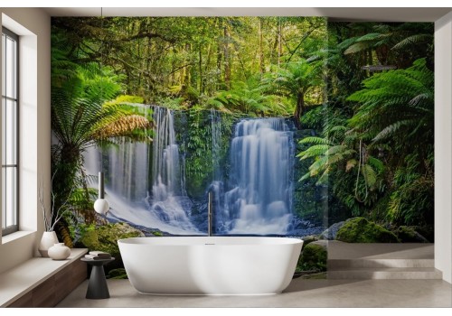 Carta da parati cascata nella jungla tropicale