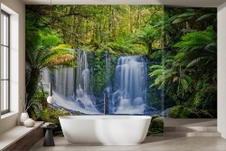Waterfall wallpaper in the tropical jungle