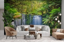 Adhesive Wallpaper waterfall in the tropical jungle