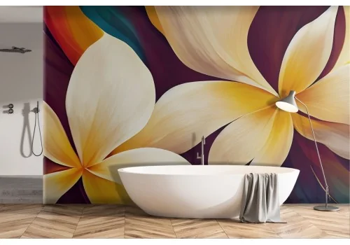 Carta da parati artistica con fiori colorata