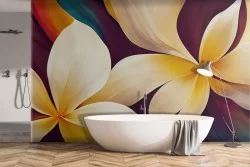 Carta da parati artistica con fiori colorata