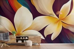 Carta da Parati Adesiva artistica con fiori colorata