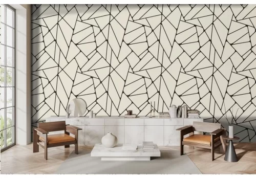 Stylized geometric black white wallpaper