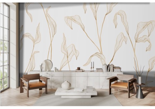 Gold stylized leaves wallpaper