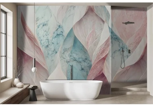 Marble effect wallpaper with wave relief -a424