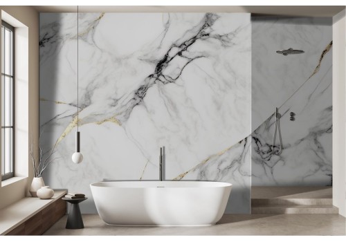 Marble wallpaper with gold and black finishes