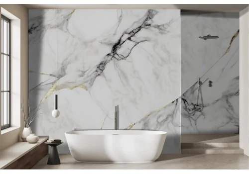 Marble Wallpaper with gold and black finishes -a425