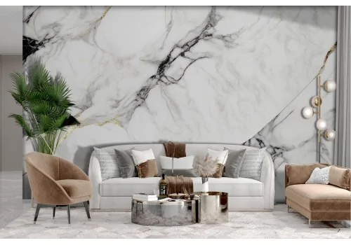 Marble wallpaper with gold and black finishes 2